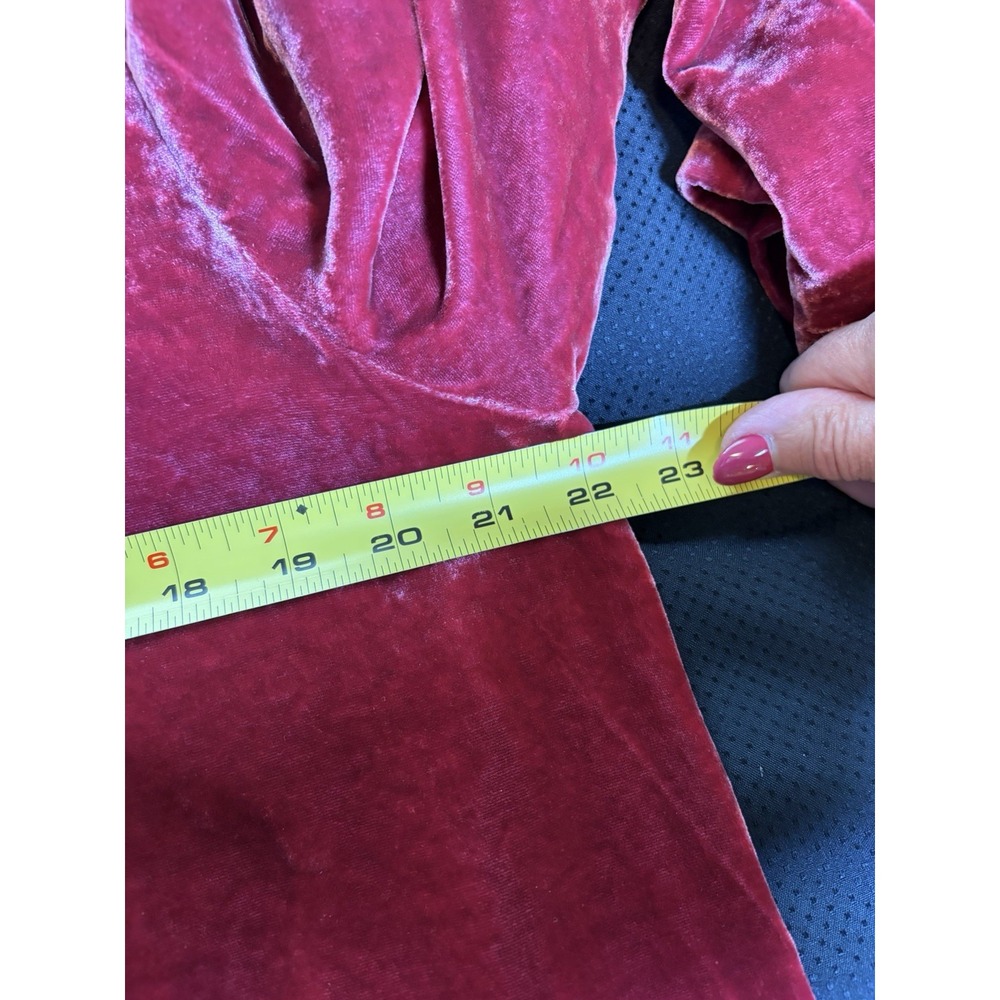 Vtg 90s J. Jill Raspberry Velvet Dress~L~Silk Bld Shift Long Slvs Glam Boho Luxe - Picture 12 of 13